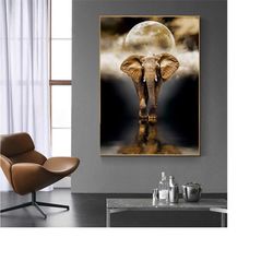 229 elephant wall art canvas - elephant wall art & animal wall art canvas - asian canvas wall art - meditation canvas wa