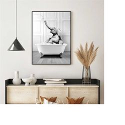 254 7 funny animal portrait, elephant canvas, elephant painting, elephant artwork, elephant wall art, elephant print, fu