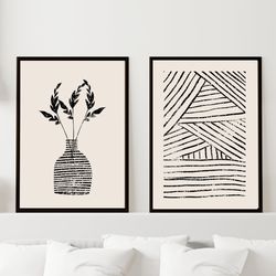 geometric print abstract, geometric art, black and white stripes, printable art, black and white print, minimalist art,l