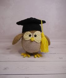 graduation owl handmade knitted stuffed children toys home decor