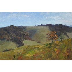 meadow valley painting 8x12" original painting california hill natural landscape impressionist signed by marina chuchko