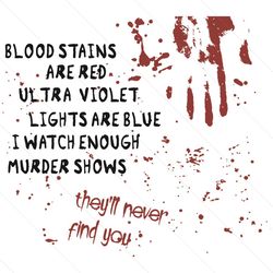 blood stains are red utra violet lights are blue svg, trending svg, murder shows svg, criminal minds quotes, crime shows