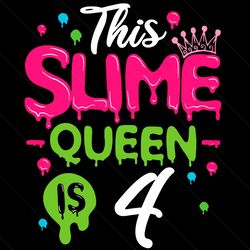 this slime queen is 4 svg, birthday svg, slime queen svg, birthday 4 svg, 4th birthday svg, 4th girl birthday, girl birt