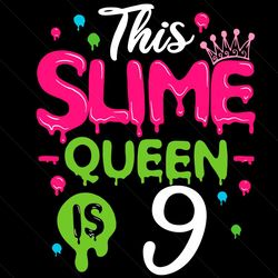 this slime queen is 9 svg, birthday svg, slime queen svg, birthday 9 svg, 9th birthday svg, 9th girl birthday, girl birt