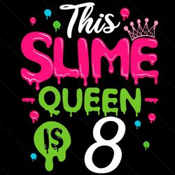 this slime queen is 8 svg, birthday svg, slime queen svg, birthday 8 svg, 8th birthday svg, 8th girl birthday, girl birt