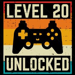 level 20 unlocked gamer 20th birthday svg, birthday svg, 20th birthday svg, gamer birthday svg, 2001 birthday svg, born