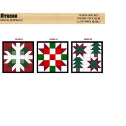 christmas barn quilt svg cut files / noel tree quilt patterns / new year arrow wall art / snowflake quilt blocks