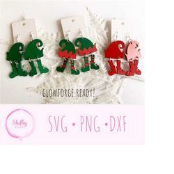 cute elf hat dangle svg earrings, glowforge svg earring files, christmas dangle earrings svg files, elf hat laser cut ea