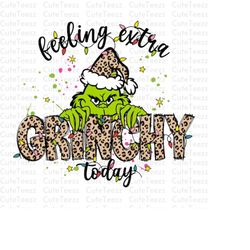 feeling extra grichy today png, grich png, christmas lights, trendy merry christmas png, merry grichmas png, retro santa