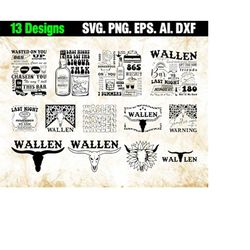 wallen bundle svg, western svg, wallen svg, western cowboy png, wallen cowboy png, retro western bull skull png, country