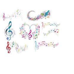 18 x color music notes svg png files bundle musical notes heart violin clipart school guitar digital instant download se