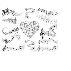 musical notes svg, png bundle, notes svg, musical notes clipart, cut files for cricut, silhouette, cameo, musician svg