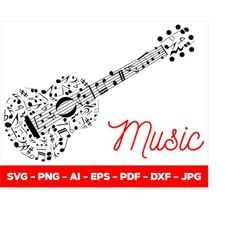 music notes svg / guitar note svg / cut files / cricut / clipart / silhouette / stencil / dxf /eps/svg/ai/pdf/ vector