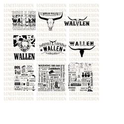 wallen bundle svg,png, wallen png, western cowboy png, wallen cowboy png, retro western bull skull png, country music, w