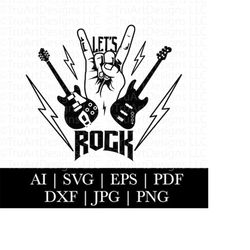 let&39s rock svg, lets rock png, rock and roll png, rock guitar, music, rock concert shirt, men&39s guitar shirt, father