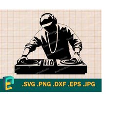 dj disc jockey svg - cricut, silhouette | vector music dj svg,  club radio sound clip art | dj setup design art logo svg