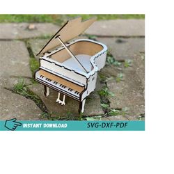 wooden piano musical toys for kids laser cut files, piano 3mm digital file, piano musical puzzle toys svg pdf dxf cdr fi