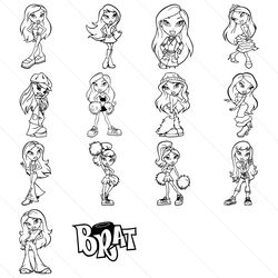 bratz vector pack , bratz svg, bratz doll design, bratz silhouette,