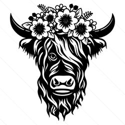 floral highland cow svg, cow svg, highland cow svg, floral animal svg, flower svg
