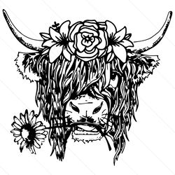 highland cow svg, highland svg, cow svg, flower cow svg, floral cow svg