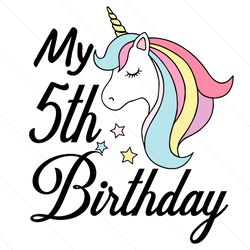 my 5th birthday unicorn svg