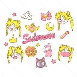 sailor moon svg bunde, sailor moon png, sailor moon stickers, sailor svg