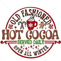 old fashioned hot cocoa bar christmas sign svg