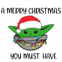 merry xmas santa baby yoda grogu light logo svg