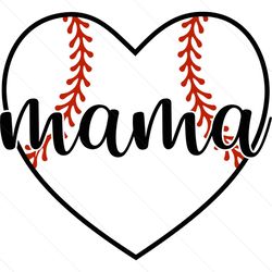 funny mama baseball heart logo svg