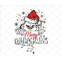 merry grinchmas svg, christmas svg, xmas holiday svg, retro christmas svg, grinchmas lights svg, christmas season svg, f