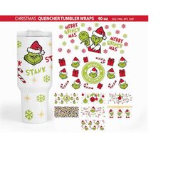 grinch tumbler wraps svg, quencher tumbler, 40oz tumbler wrap, christmas svg, grinch wrap svg, merry grinchmas svg, chri