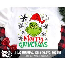 merry grinchmas 2022 svg, grinch christmas svg, grinch face, funny grinch family shirt, digital cut files svg dxf jpeg p