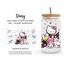 christmas 16oz libbey can wrap cartoon png, kawaii kitty 16oz can wrap, pink kitty christmas, christmas can wrap 16oz, k