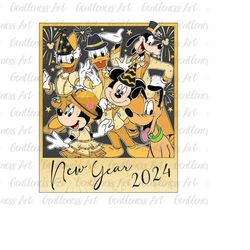 happy new year 2024 png, new year 2024 png, holiday season png, magic kingdom png, vintage new year png