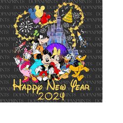 happy new year 2024 png, mouse and friends png, mouse head, family vacation png, magical kingdom, family trip png, 2024