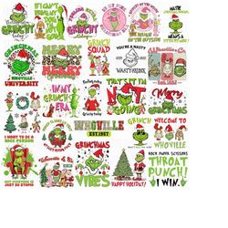retro grinc christmas png bundle, christmas holiday designs, grinc tshirt graphics, whovile vibes png, in my grinc era p
