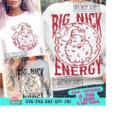 big nick energy svg png funny santa svg funny christmas png holiday svg santa tshirt design cut file trendy xmas retro s