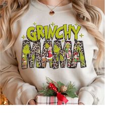 grincy mama leopard png, retro mama christmas png, christmas png, mama shirt png, trendy christmas, sublimation designs,