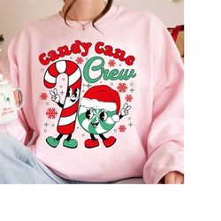 candy cane crew png, retro christmas png, candy cane png, kids christmas crew shirts, retro christmas png, sweet and twi