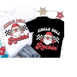 Jingle Bell Rockin&39 SVG, Retro Christmas Svg, Santa Peace Png, Holiday Png, Kids Christmas Shirt, Svg Files For Cricut