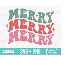 Merry Merry Merry Svg, Merry Christmas Svg, Retro Christmas Png Sublimation Design, Groovy Holiday Svg, Christmas Shirt