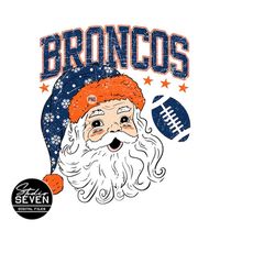 broncos santa png, christmas png, ho ho ho, retro, football, holiday, sublimation