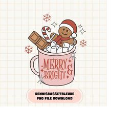 gingerbread retro merry png, merry and bright png, christmas design, merry christmas, cute xmas design png, retro christ
