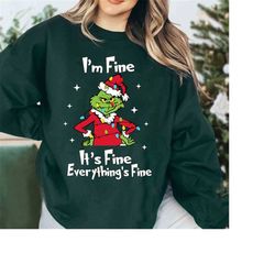 merry grinchmas sublimation png christmas retro design - im fine its fine everythings fine png funny christmas shirt dig