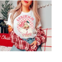 retro pink christmas vibes sublimation png, vintage santa claus png, retro christmas png, pink christmas png, christmas