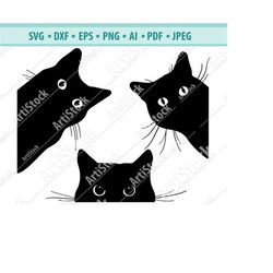 cat svg, black cat svg, peeking cat clipart, peeping cat svg, halloween cat svg, cricut silhouette, cat clipart cut cutt