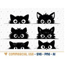 6 peeking cat svg bundle, cat silhouette, png,vector, commercial use,transparent background,svg files,svg bundle,for cri