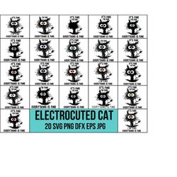 it&39s fine i&39m fine everything is fine svg, i&39m fine cat svg, black cat svg, elektrocuted cat, funny cat silhouette