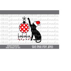 christmas cat svg, meowy christmas svg, cat christmas svg, funny christmas svg, ho ho ho svg, cat mom svg, black cat svg