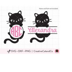 cat monogram svg cat monogram frame files cute simple black cat monogram frame svg silhouette kitty cat monogram frame s